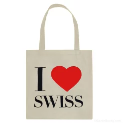 أنا أحب حقيبة القماش السويسرية - حقيبة اليد