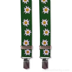 Suspenders with edelweiss - Green - Switzerland