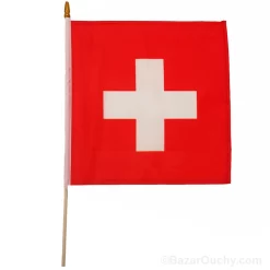 Swiss fabric flag with stick