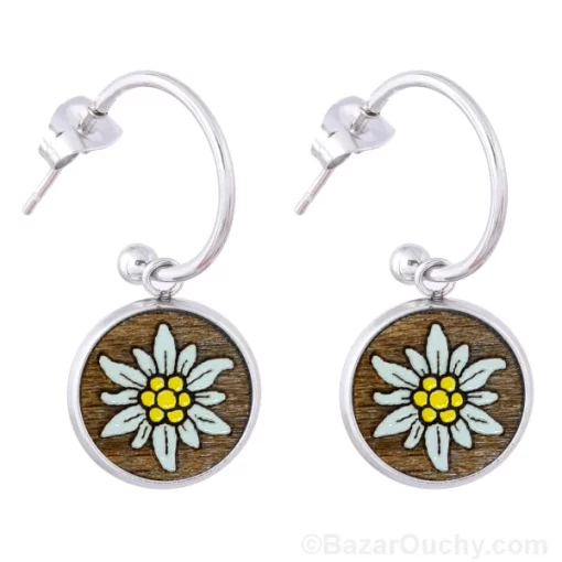 Boucles d oreilles - Edelweiss - Demi anneau