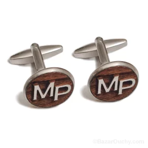 Bouton manchette personnalisées suisse en bois