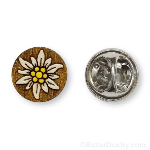 Pins edelweiss en bois - Diam12mm