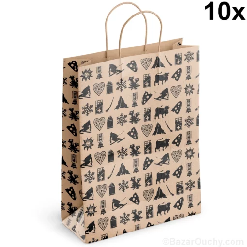 Sac cadeau motif suisse papier
