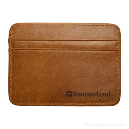 Porte-carte crédit en cuir - Beige - Switzerland
