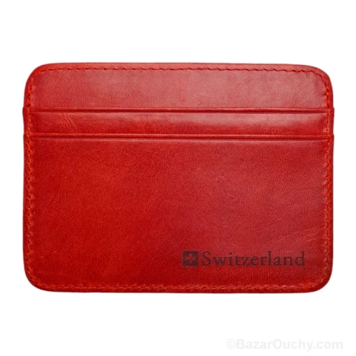Porte-carte crédit en cuir - Rouge - Switzerland