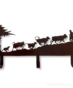 Porte manteau et torchon linge de cuisine métal vache découpé