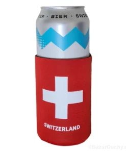 Support cannette et bouteille de bière croix suisse