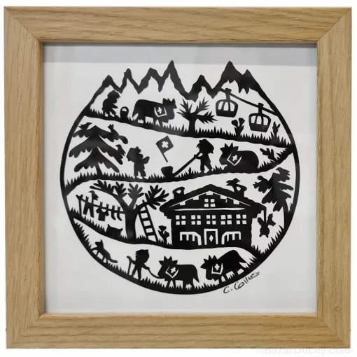 Découpage en papier suisse poya cadre tableau