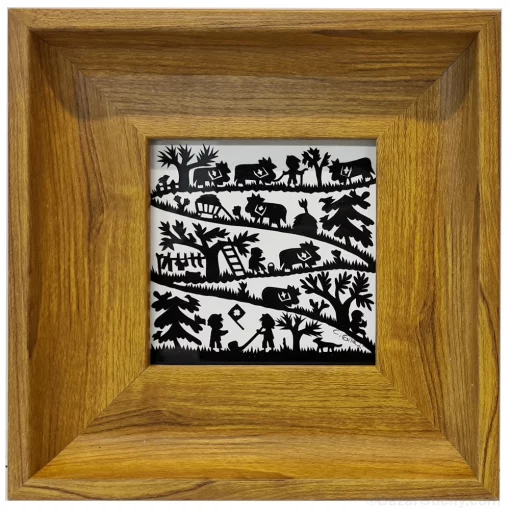 Découpage en papier suisse poya cadre tableau