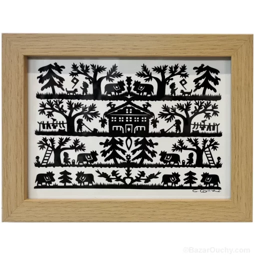 Découpage en papier suisse poya cadre tableau