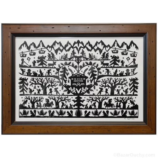 Découpage en papier suisse poya cadre tableau