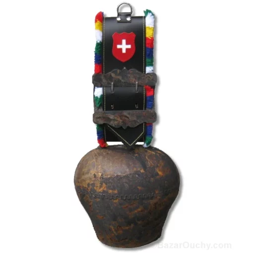 Cloche de vache suisse - Antique - vieille - Franges