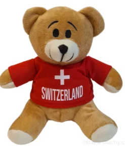 Ours Ourson en peluche tshirt rouge croix suisse