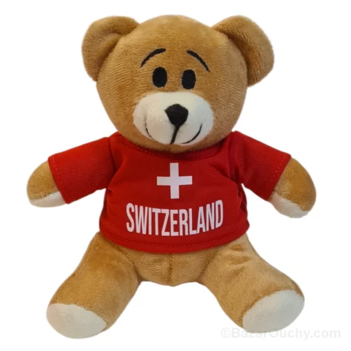 Ours Ourson en peluche tshirt rouge croix suisse
