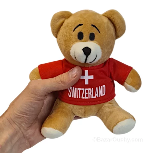 Ours Ourson en peluche tshirt rouge croix suisse