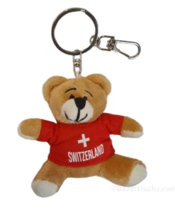 Ours Ourson en peluche tshirt rouge croix suisse - Porte-clé