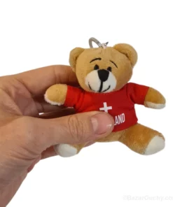 Ours Ourson en peluche tshirt rouge croix suisse - Porte-clé