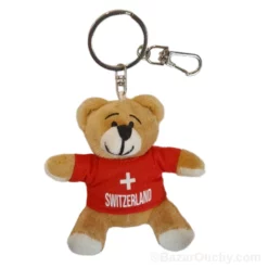 Ours Ourson en peluche tshirt rouge croix suisse - Porte-clé