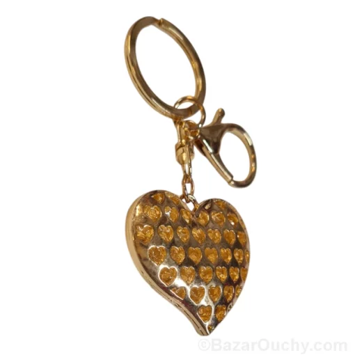 Porte-clé coeur strass croix suisse