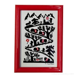 Découpage en papier suisse poya cadre tableau