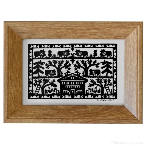 Découpage en papier suisse poya cadre tableau