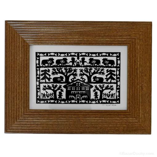 Découpage en papier suisse poya cadre tableau