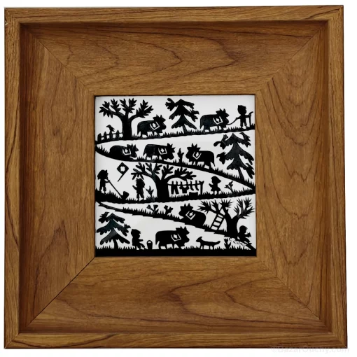 Découpage en papier suisse poya cadre tableau