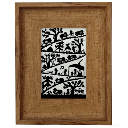 Découpage en papier suisse poya cadre tableau