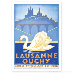 Carte Postale - Lausanne Ouchy Cygne - Vintage