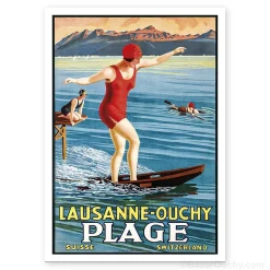 Carte Postale - Lausanne Ouchy Plage vintage