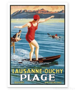 Carte Postale - Lausanne Ouchy Plage vintage
