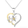 Collier argent edelweiss dans coeur - Bicolor