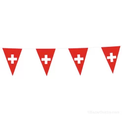 Guirlande drapeau suisse - Fanion triangulaire - 10m