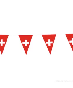 Guirlande drapeau suisse - Fanion triangulaire - 10m