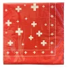 Serviette en papier rouge croix suisse