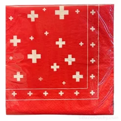 Serviette en papier rouge croix suisse