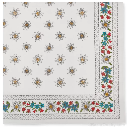 Foulard edelweiss - gentiane - rhododendron - blanc