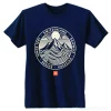 Tshirt Switzerland - Rond montagnes et vagues - Bleu marine