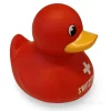 Canard de bain rouge avec croix suisse