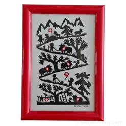 Découpage en papier suisse poya cadre tableau