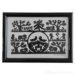 Découpage en papier suisse poya cadre tableau