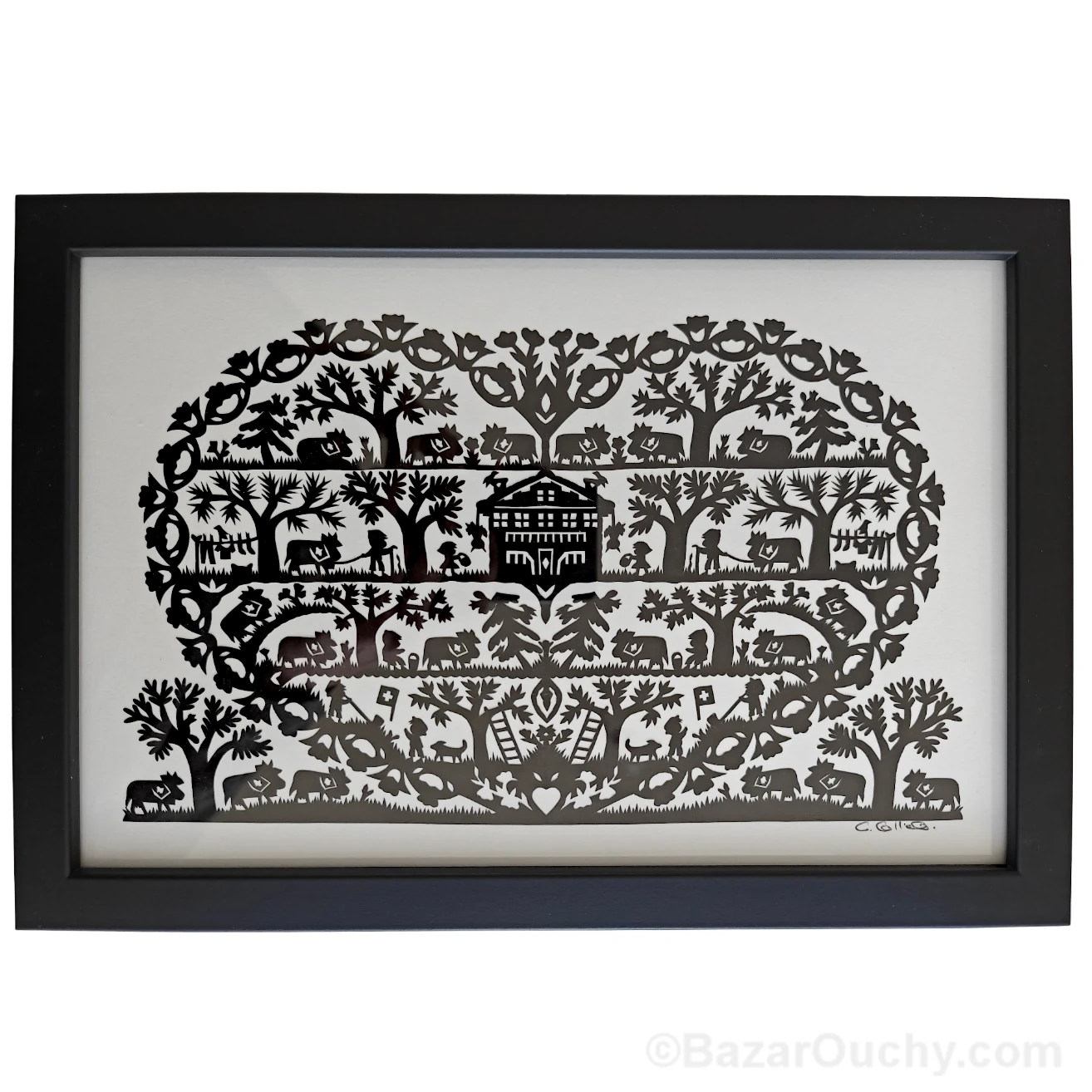 Découpage en papier suisse poya cadre tableau