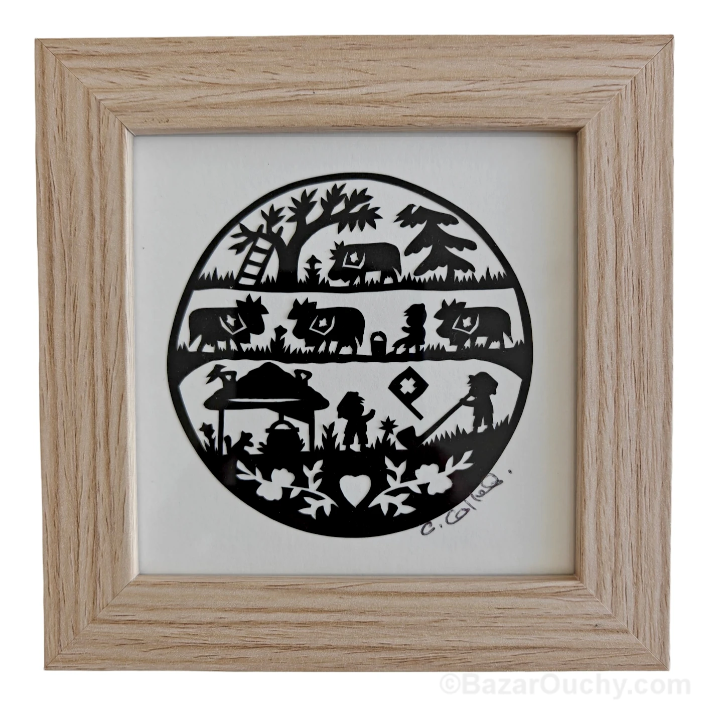 Découpage en papier suisse poya cadre tableau