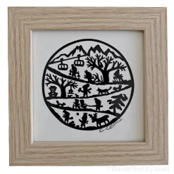 Découpage en papier suisse poya cadre tableau