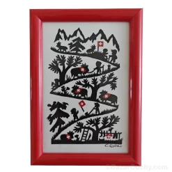 Découpage en papier suisse poya cadre tableau