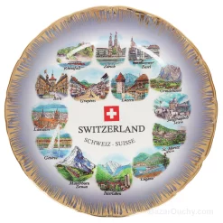 Assiette souvenir ville suisse décoration