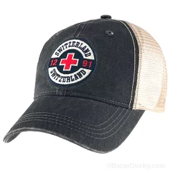 Casquette croix rouge - Noire-Brun - Trucker