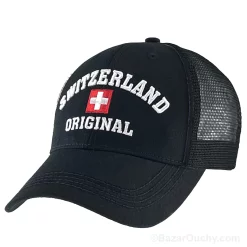 Casquette croix suisse - Noire - Trucker