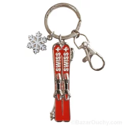 Porte-clé ski rouge suisse