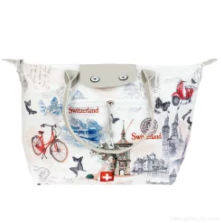 Sac pliable motifs suisse vintage - Blanc